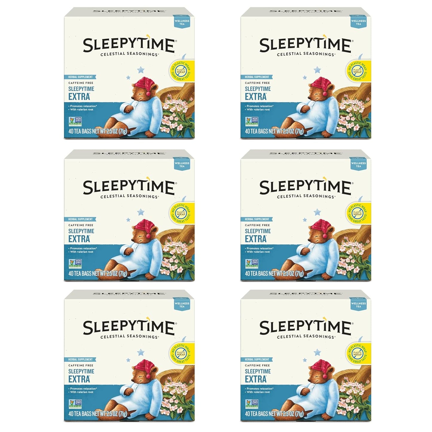 valerian root combined with chamomile, spearmint, lemongrass, hawthorn, and tilia flowers