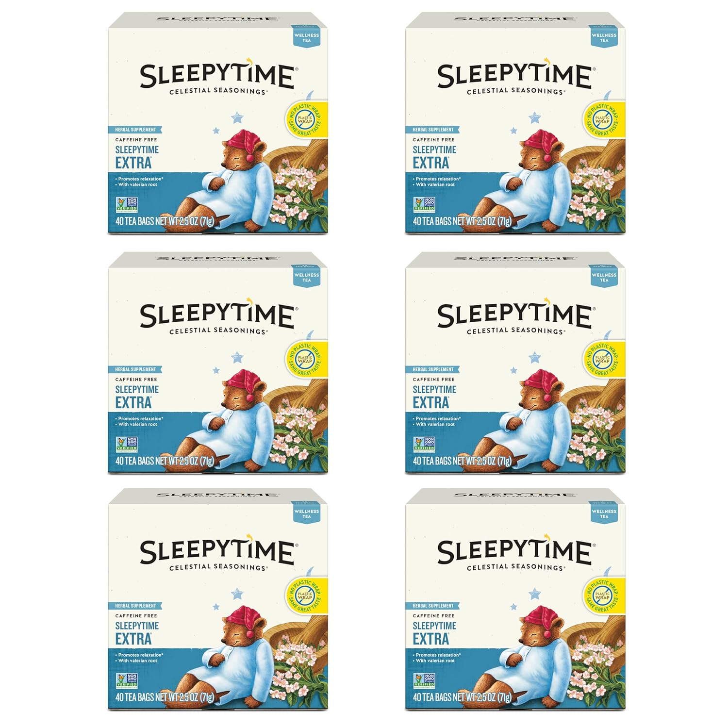 valerian root combined with chamomile, spearmint, lemongrass, hawthorn, and tilia flowers