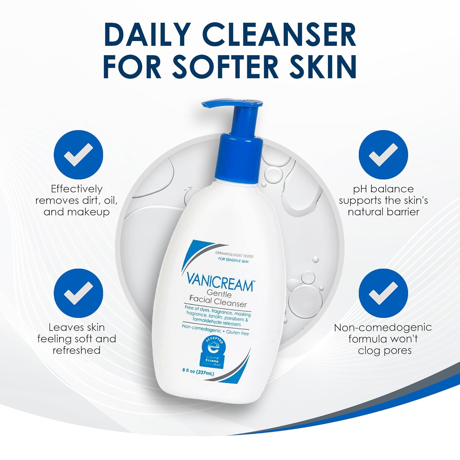 Vanicream Gentle Facial Cleanser Pump – Simple Fragrance-Free Daily Wash for a Clean Skincare Counter