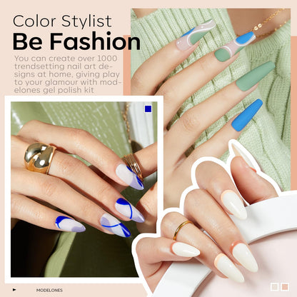variety of finish options (glitter, glossy, matte) from dedicated top coats in one kit