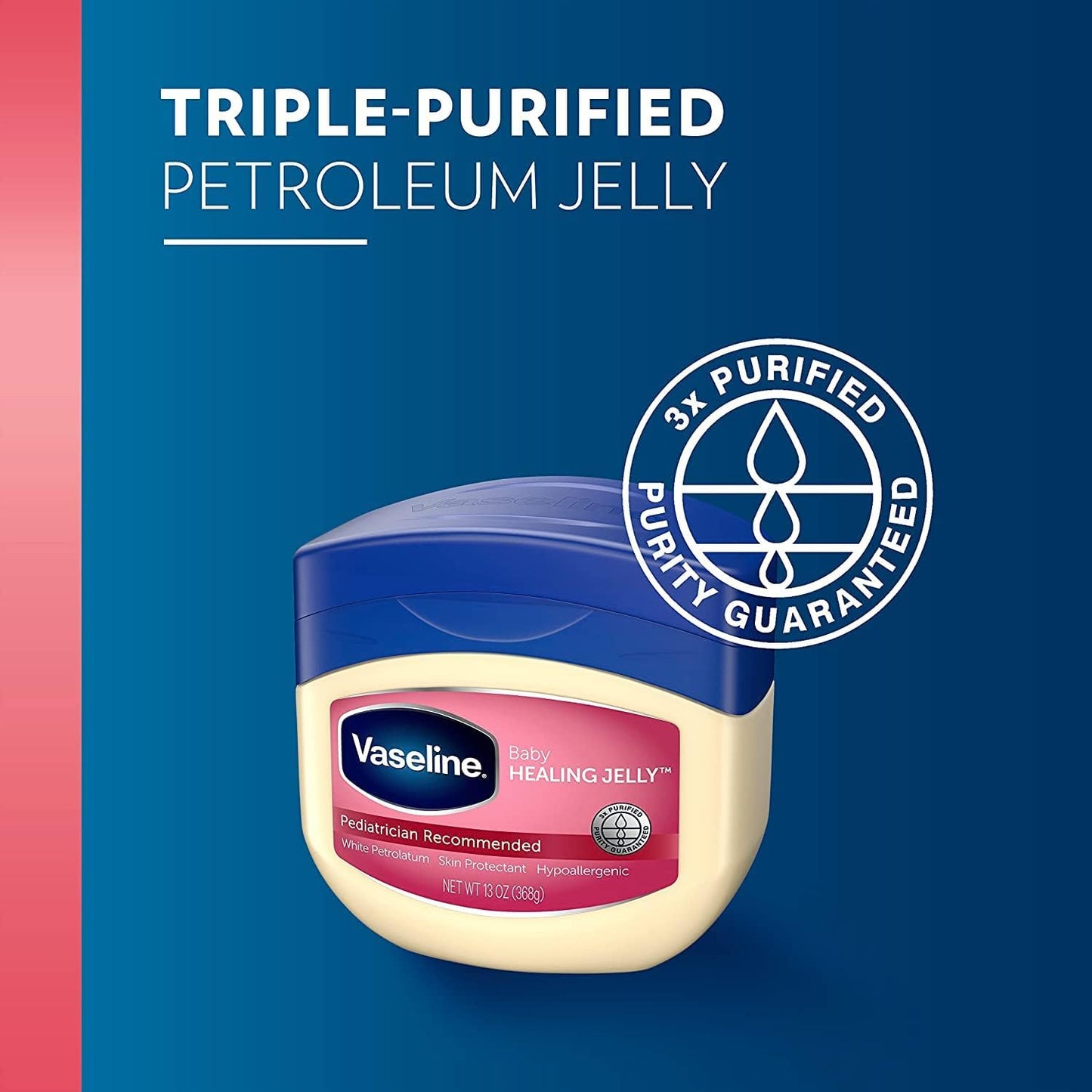 Vaseline Baby Petroleum Jelly 4-Pack – Gentle Diaper Rash Protection for Nursery and Changing Stations