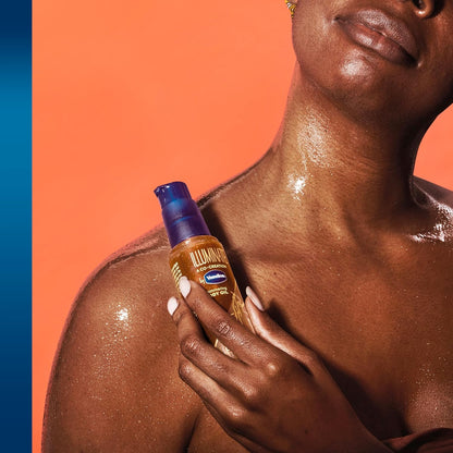 Vaseline Illuminate Me Shimmering Body Oil – Calming Shimmer Body Treatment for the Evening Wind-Down and Bath Ritual