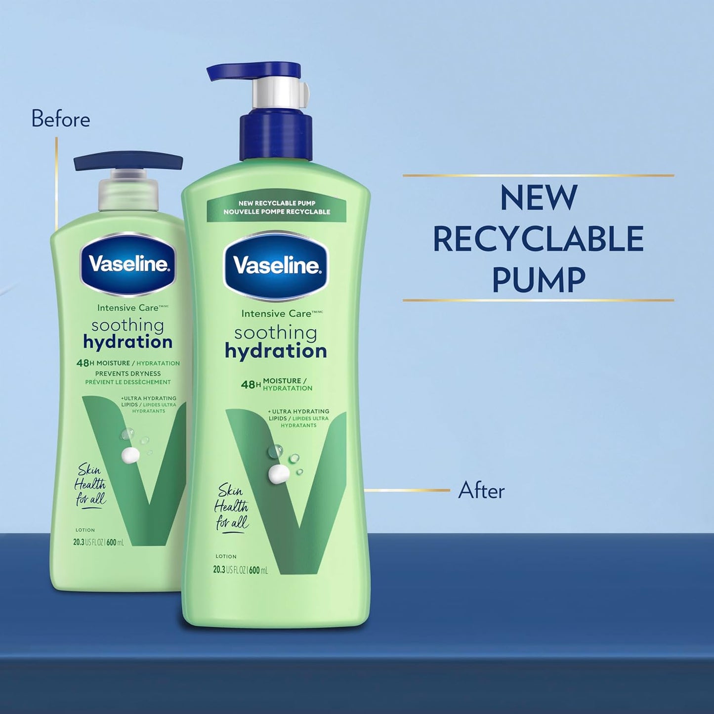 Vaseline Intensive Care Body Lotion for Dry Skin – Soothing Nightly Moisturizer for Post-Shower Self-Care Rituals, Pack of 3