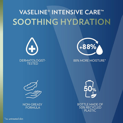 Vaseline Intensive Care Body Lotion for Dry Skin – Soothing Nightly Moisturizer for Post-Shower Self-Care Rituals, Pack of 3
