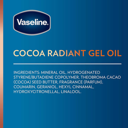 Vaseline Intensive Care Cocoa Radiant Body Gel Oil – Nightly Self-Care Ritual for Mindful Bath Time Hydration, 6.8 oz (Pack of 3)