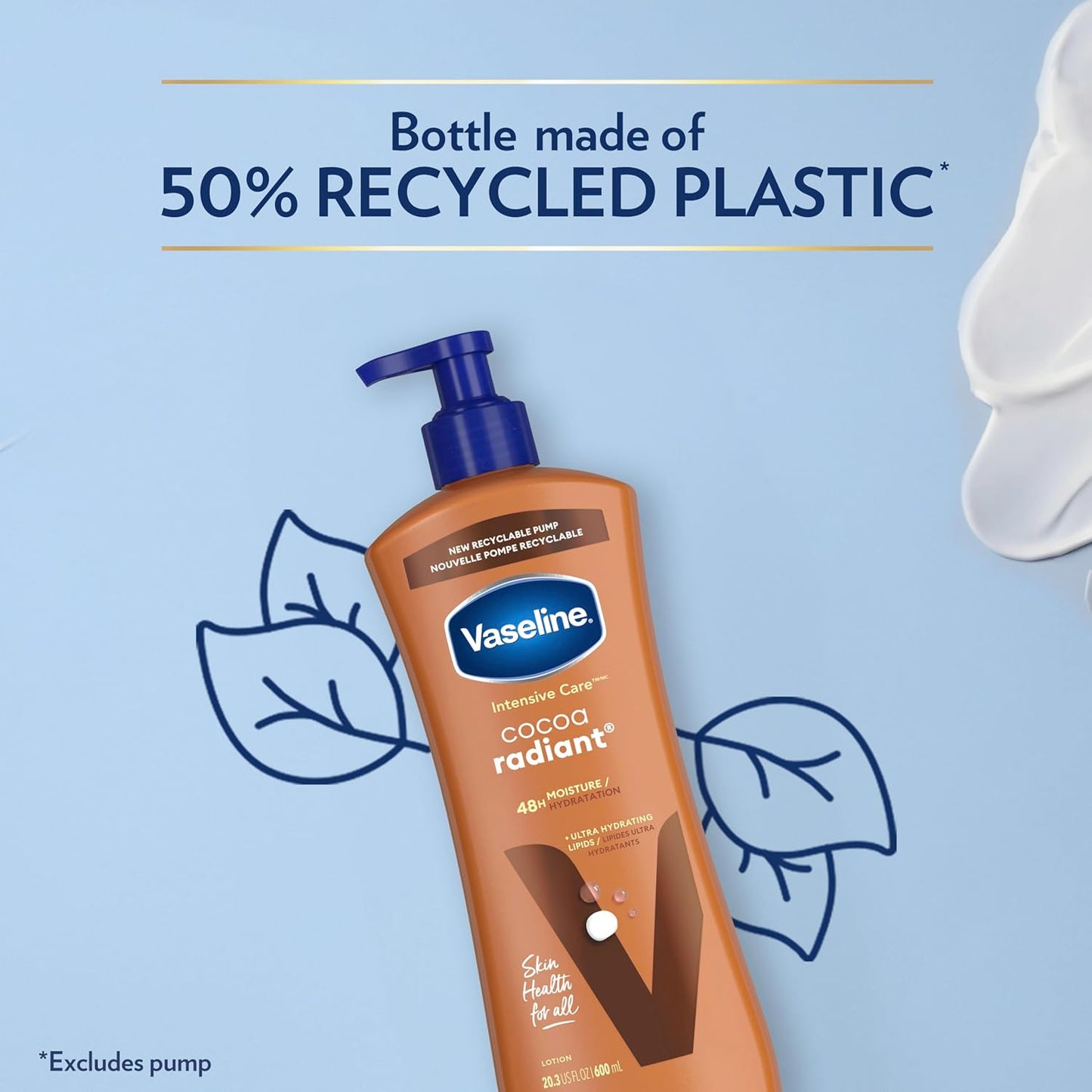 Vaseline Intensive Care Cocoa Radiant Body Lotion – Calming Post-Shower Self-Care Ritual for Dry, Stressed Skin