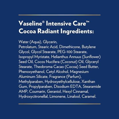Vaseline Intensive Care Cocoa Radiant Body Lotion – Calming Post-Shower Self-Care Ritual for Dry, Stressed Skin