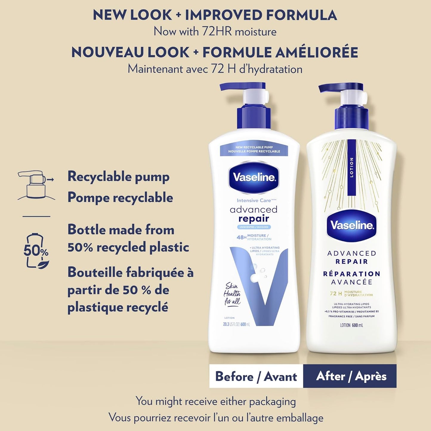 Vaseline Intensive Care Unscented Advanced Repair Body Lotion – Nightly Wind-Down Ritual for Extremely Dry Skin, 20.3 oz