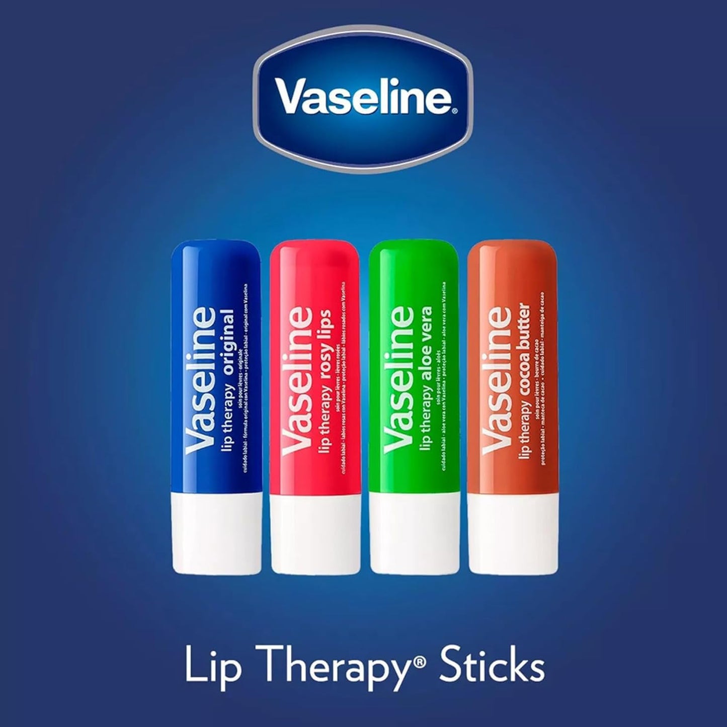 Vaseline Lip Therapy Original 8-Pack – Nightly Bedside Lip Moisturizer, Dry Lip Repair Ritual