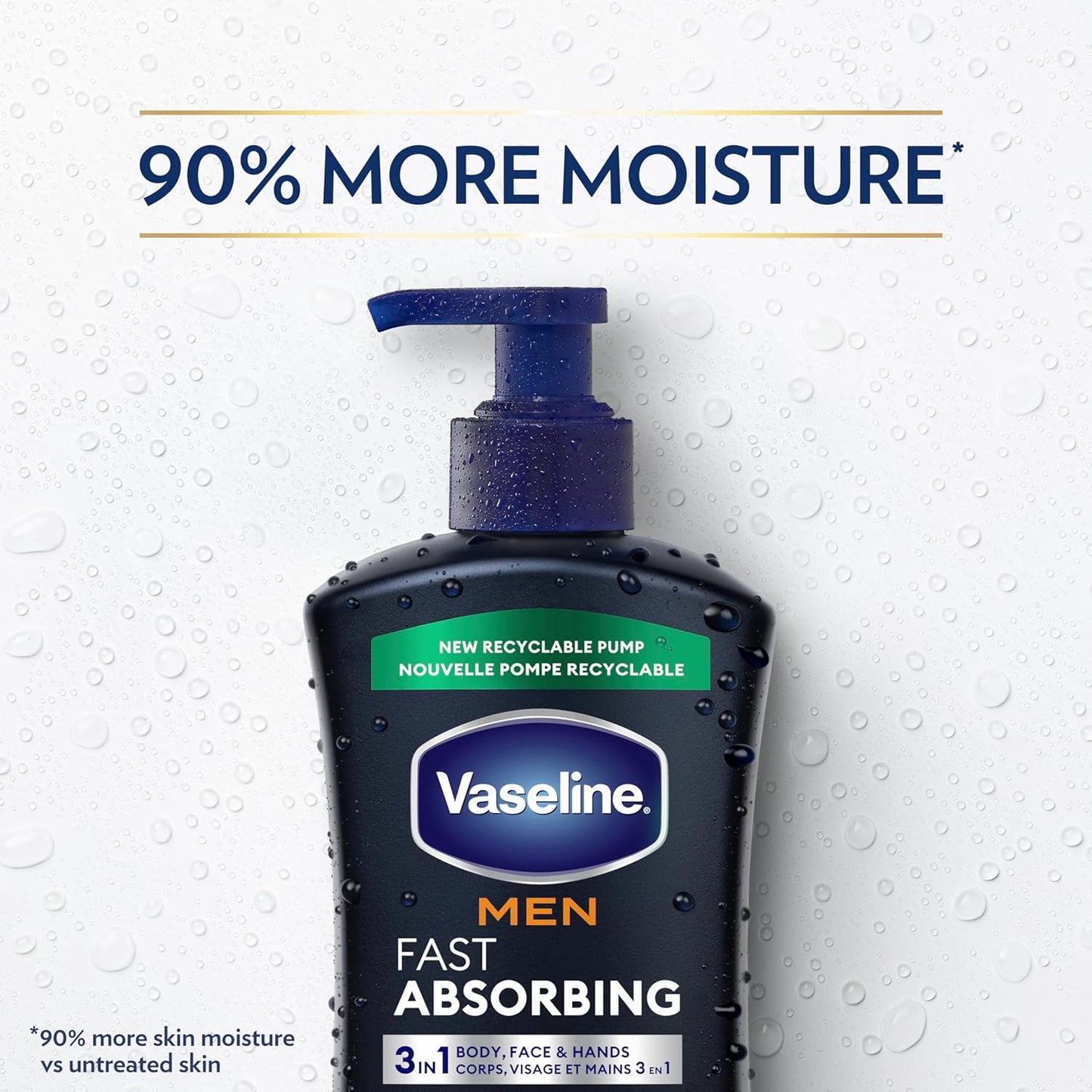 Vaseline Men's Healing Moisture Lotion – Post-Shower Self-Care Ritual for Dry, Cracked Skin, Fast-Absorbing 48-Hour Hydration