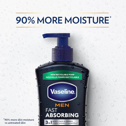 Vaseline Men's Healing Moisture Lotion – Post-Shower Self-Care Ritual for Dry, Cracked Skin, Fast-Absorbing 48-Hour Hydration