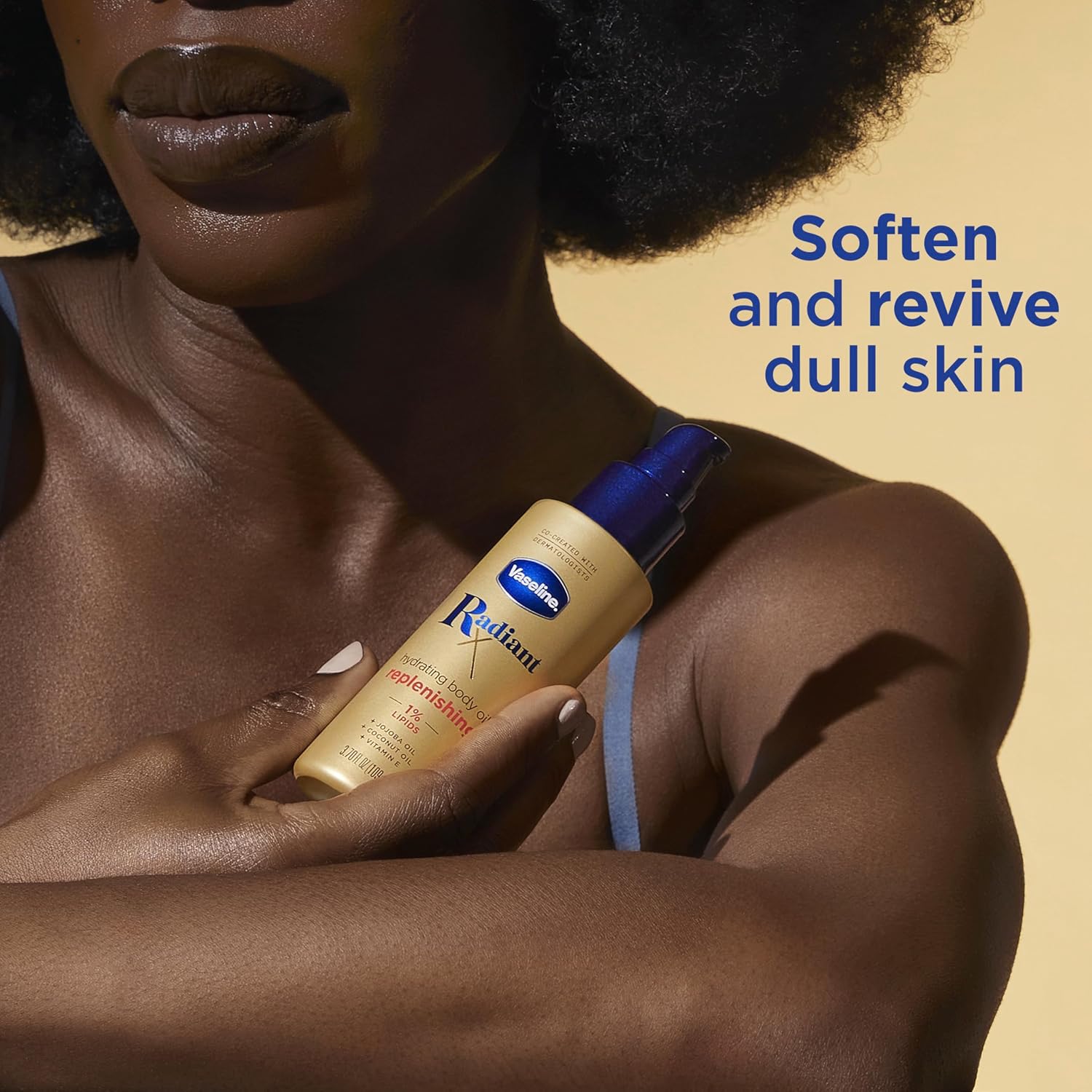 Vaseline Radiant X Replenishing Body Oil for Women, Post-Shower Bath Ritual for Dry Dull Skin Glow
