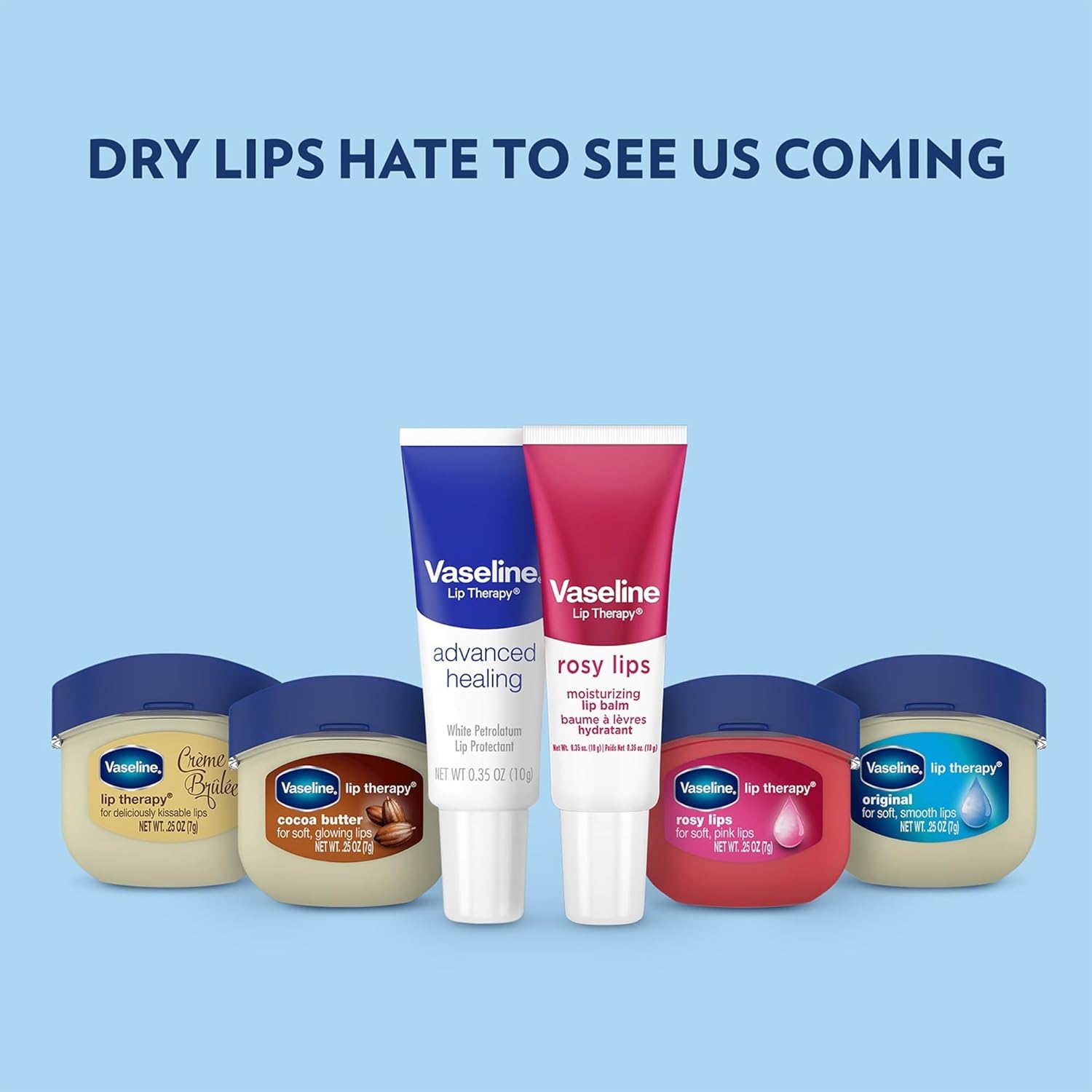 Vaseline Rosy Lips Mini Jar 3-Pack – Travel Size Lip Balm for Carry-On and Coat Pocket, Tinted