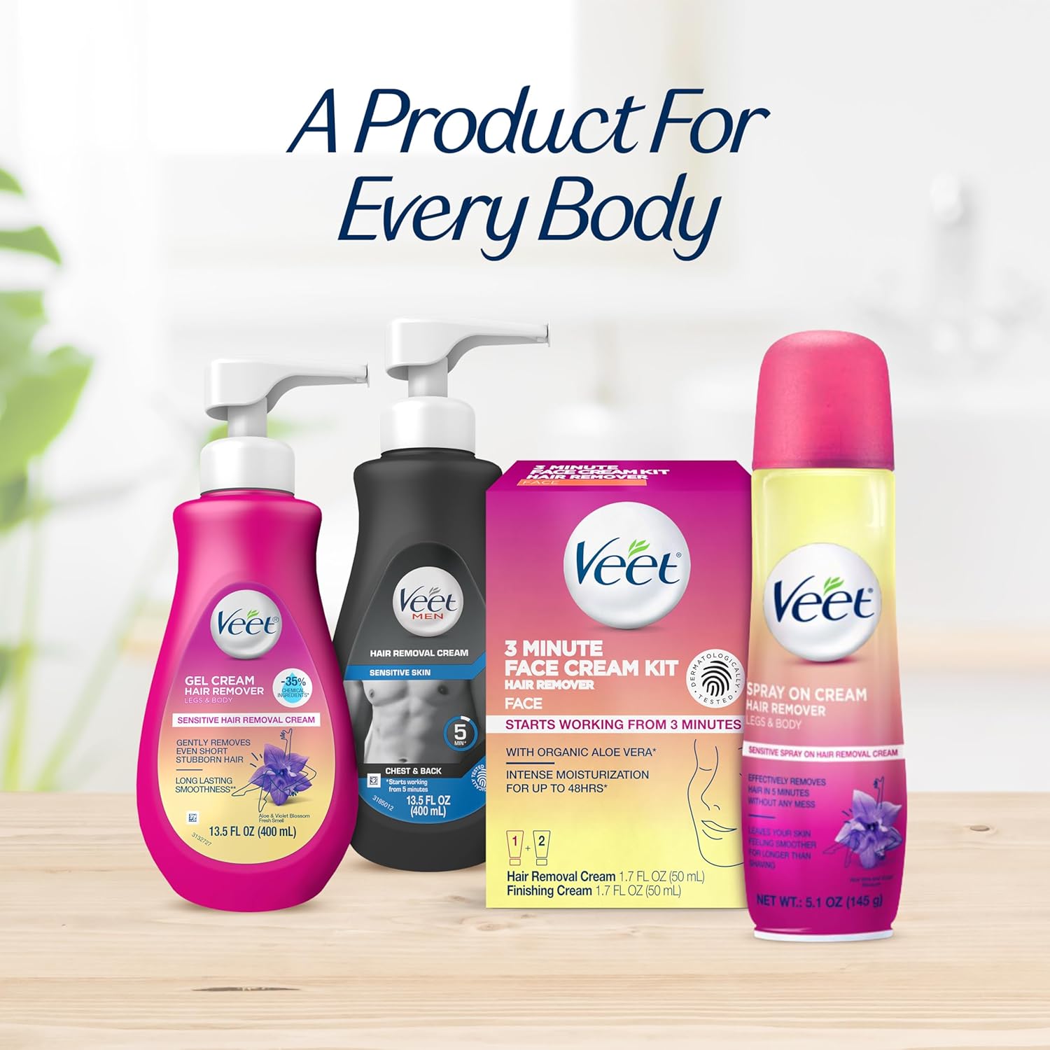 Veet 3-Minute Facial Hair Removal Cream Kit – Streamlined Two-Step Grooming Solution for a Clean Vanity