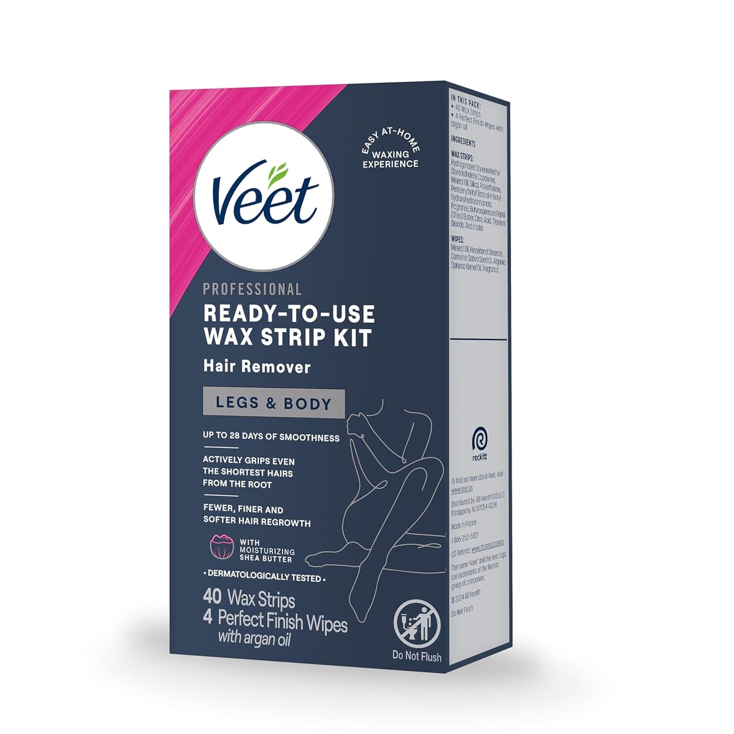 VEET Premium Wax Strips – Elegant At-Home Hair Removal, Professional Salon Results in Refined Packaging