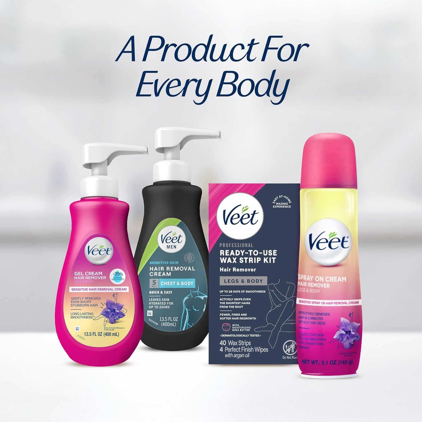 VEET Premium Wax Strips – Elegant At-Home Hair Removal, Professional Salon Results in Refined Packaging
