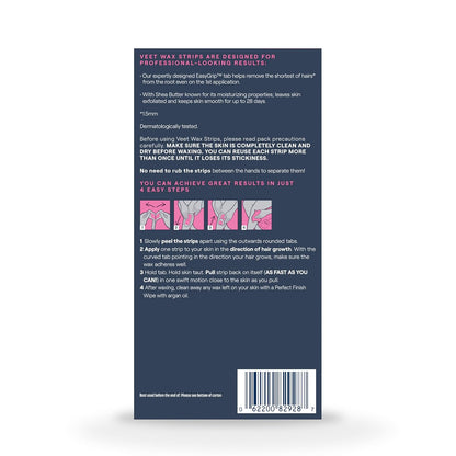 VEET Premium Wax Strips – Elegant At-Home Hair Removal, Professional Salon Results in Refined Packaging