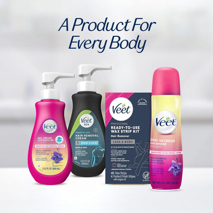 VEET Ready-To-Use Wax Strips – Self-Care Ritual for Smooth Legs, At-Home Hair Removal Spa Experience