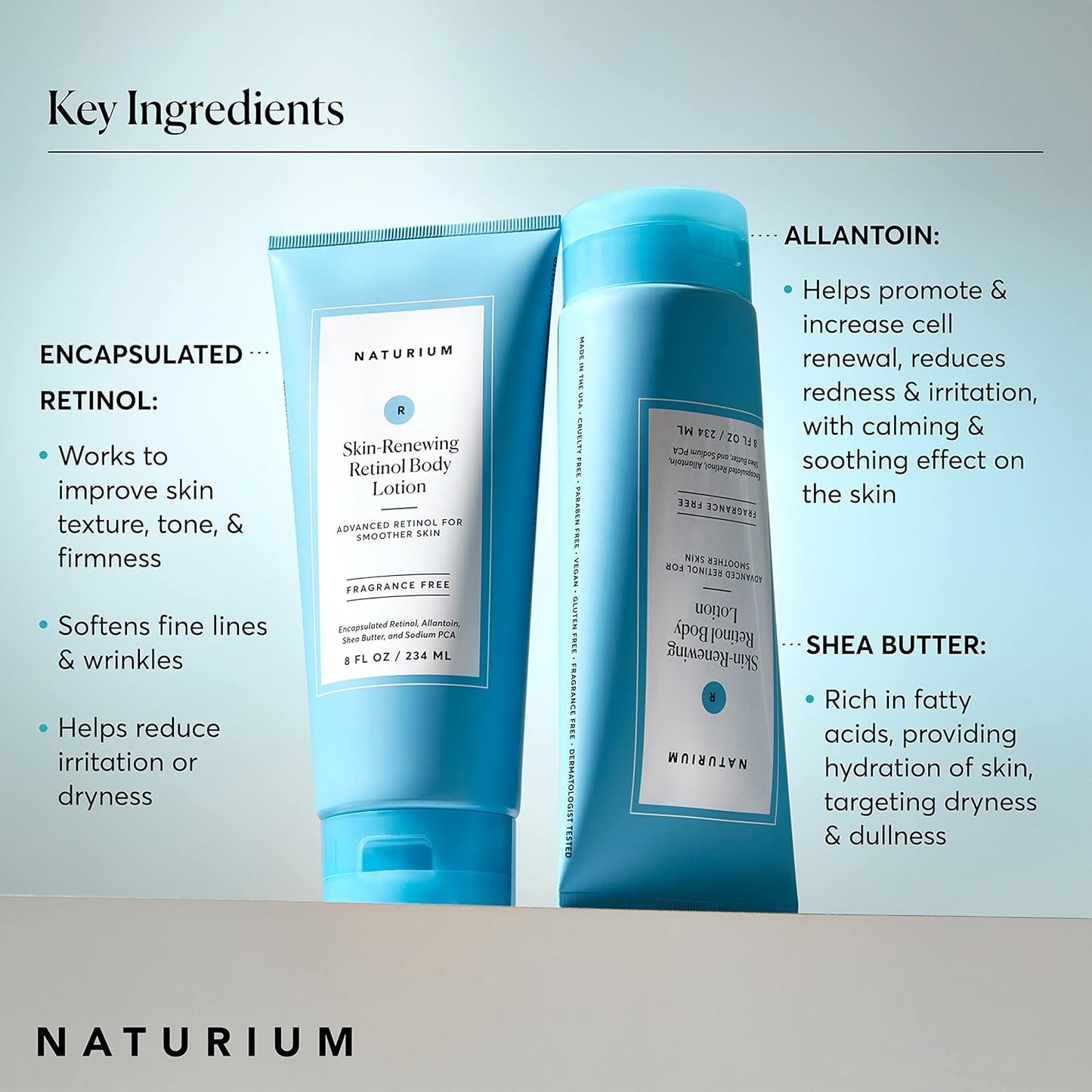 vegan, cruelty-free, paraben-free, gluten-free, dermatologist tested formulation