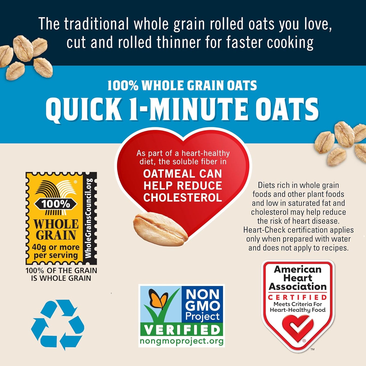 vegetarian-certified, flaked quick-cooking form in resealable box