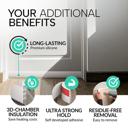 Vellure® Door Draft Stopper for Bottom of Door – Better Sleep Sanctuary Seal, Quiet Bedroom Door Solution