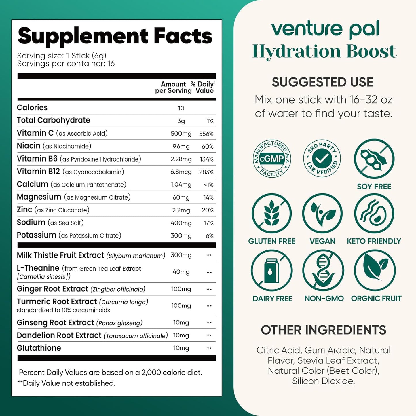Venture Pal Liver Support Electrolyte Sticks – Portable Hydration for Camping and Hiking