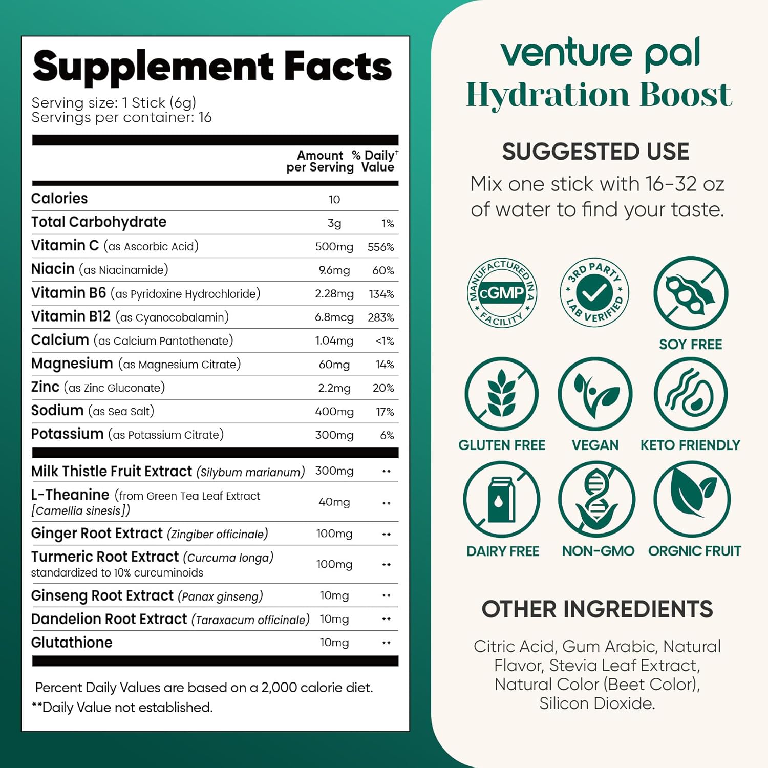 Venture Pal Liver Support Electrolyte Sticks – Portable Hydration for Camping and Hiking