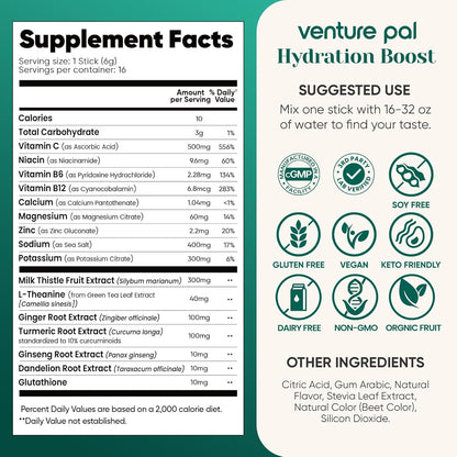 Venture Pal Liver Support Electrolyte Sticks – Portable Hydration for Camping and Hiking
