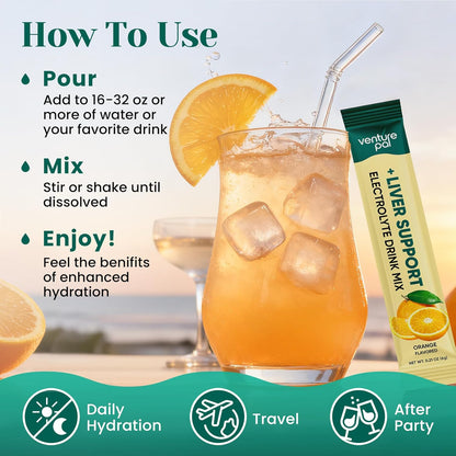 Venture Pal Liver Support Electrolyte Sticks – Portable Hydration for Camping and Hiking