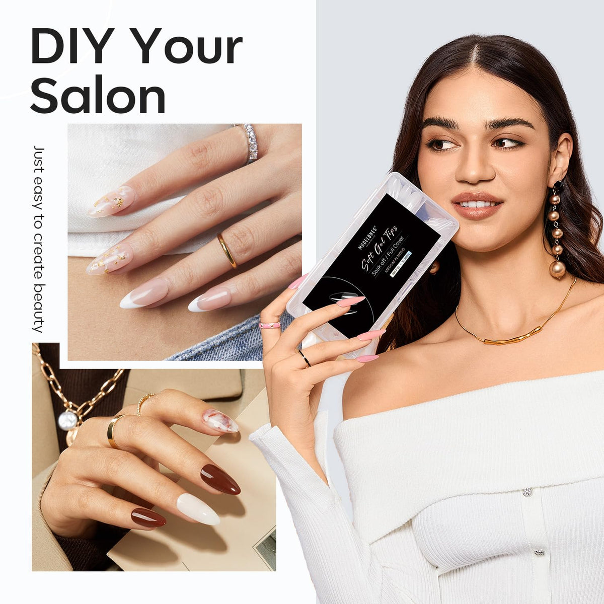versatile application: soft gel tips, acrylic tips, rhinestones, and 3d nail art sculpting