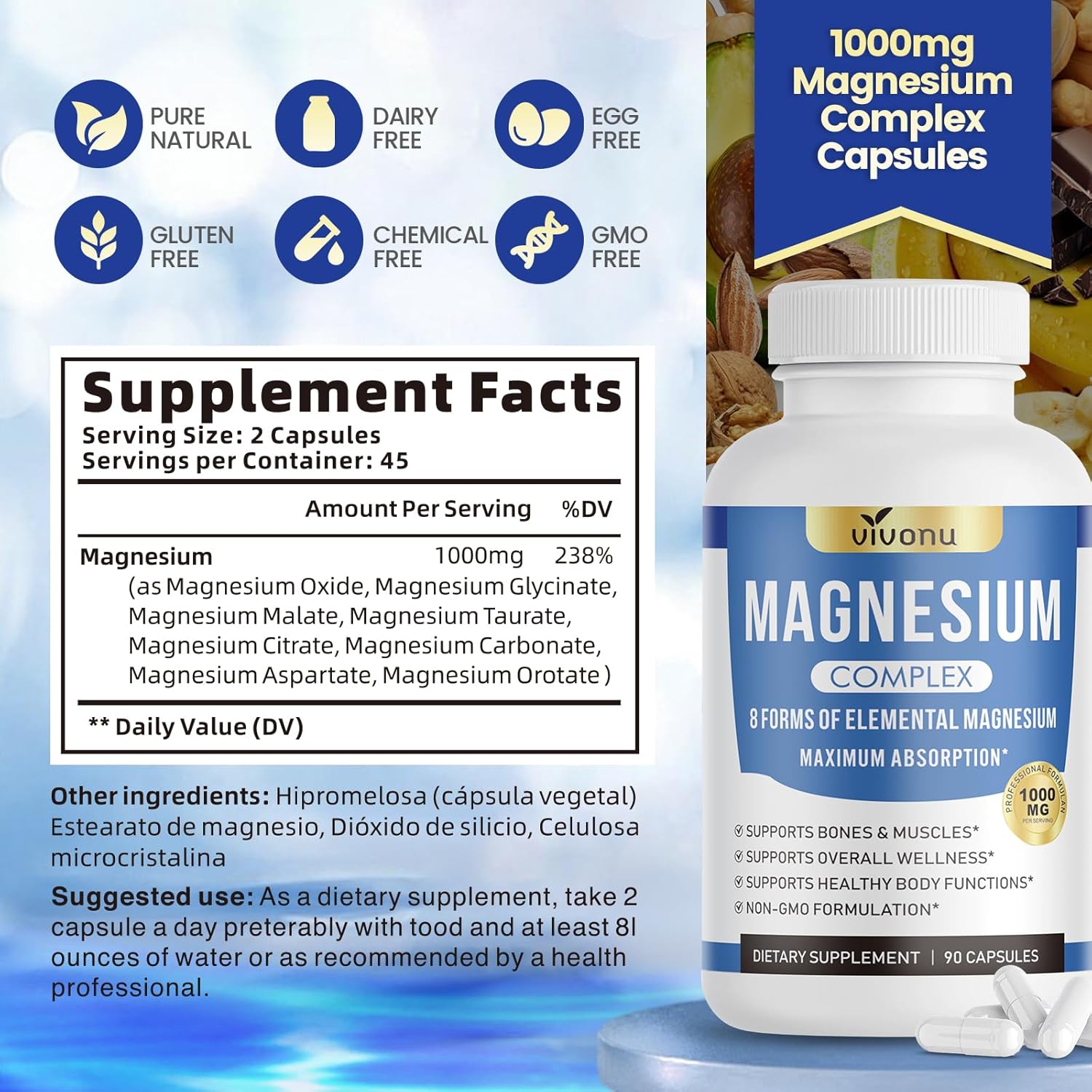 VitaRoot Magnesium Complex 1000mg – Bedside Wind-Down Ritual, 8 Forms for Calm & Restful Sleep