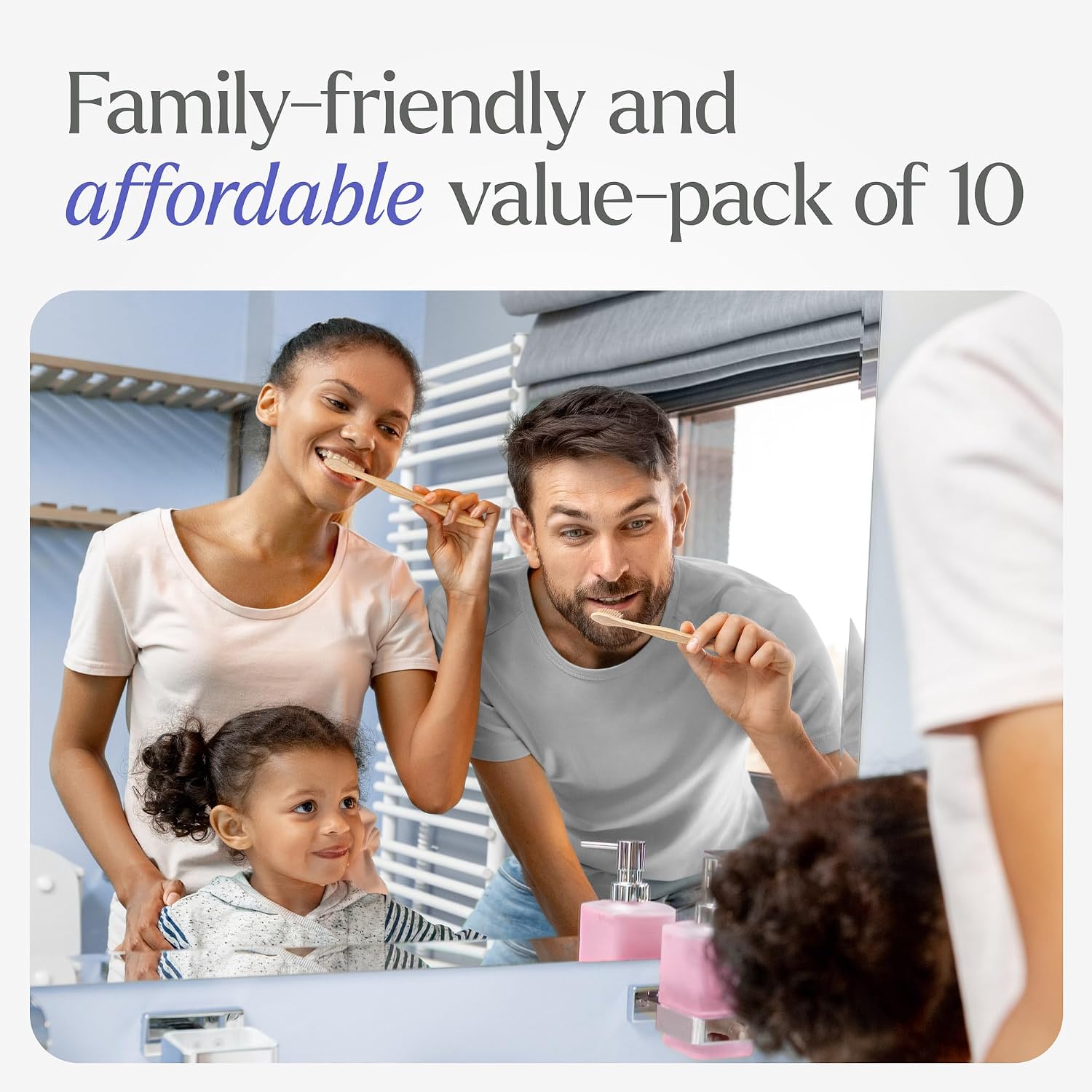 VIVAGO Natural Bamboo Toothbrush Medium Bristle – Digital Nomad Travel Essentials and Overnight Stay Kit, 10 Pack