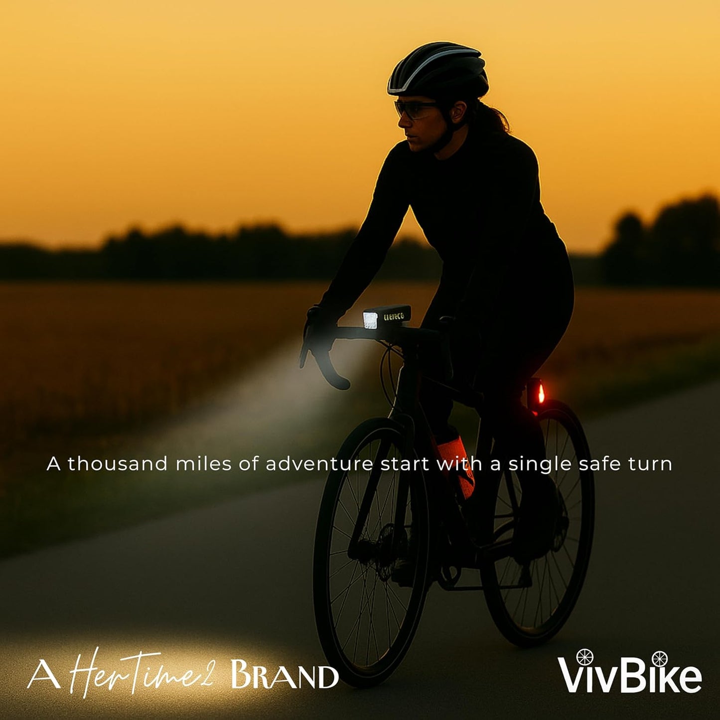 VivBike Weatherproof Bicycle Light Combo – Compact USB-Rechargeable Front and Tail Light for Outdoor Adventures