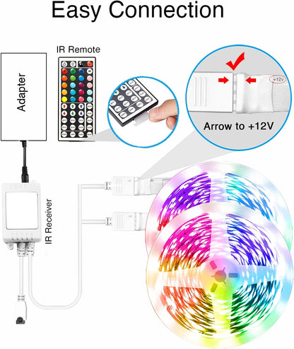 VOLIVO 200ft LED Strip Lights – Child Friendly RGB Lights with Timer and Adjustable Brightness for Classroom and Bunk Bed, Bluetooth Controlled
