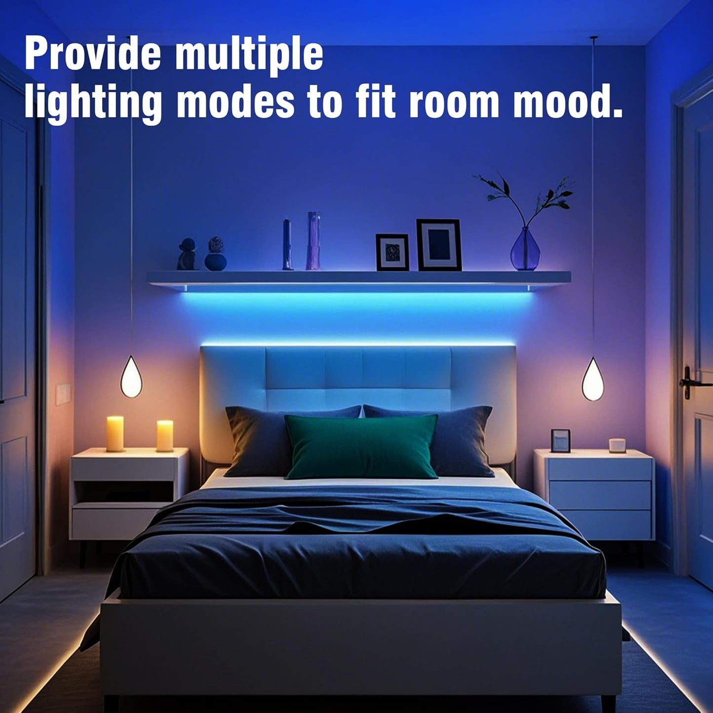 VOLIVO 200ft LED Strip Lights – Child Friendly RGB Lights with Timer and Adjustable Brightness for Classroom and Bunk Bed, Bluetooth Controlled
