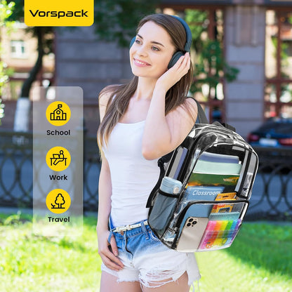 Vorspack Clear Backpack – TSA-Friendly Carry-On for Airports, Transparent Travel Backpack