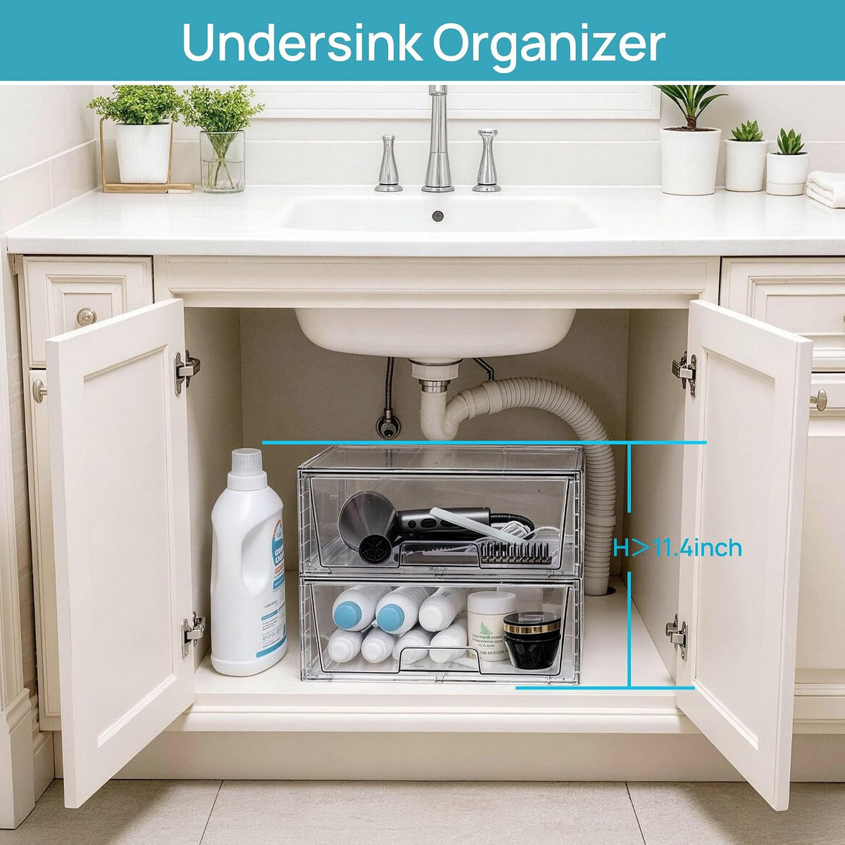 Vtopmart 2 Pack Clear Stackable Drawers — Thoughtful Housewarming Gift for New Homeowners