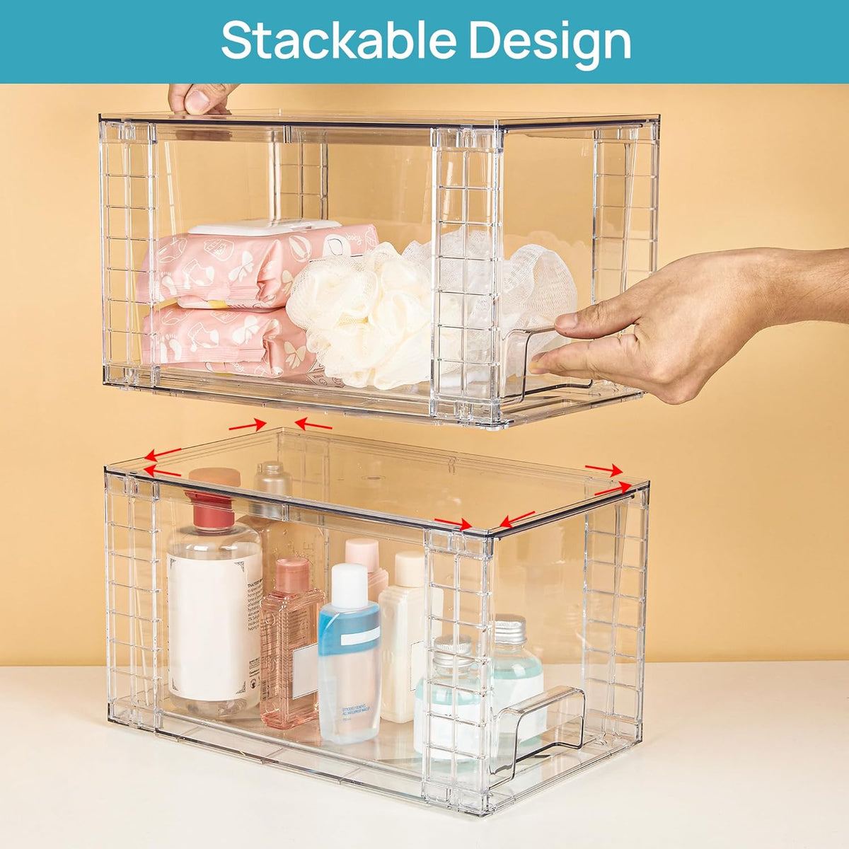 Vtopmart Clear Stackable Drawers for Clutter-Free Pantry Storage, Minimalist Design