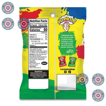 WARHEADS Extreme Sour Hard Candy - Office Candy Bowl and Desk Drawer Share Pack - 3 Pack of 2 oz Bags