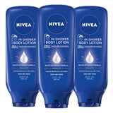 NIVEA Nourishing In Shower Lotion for Relaxing Self-Care Ritual, Almond Oil Body Moisturizer for Dry Skin, 13.5 Fl Oz, Pack of 3