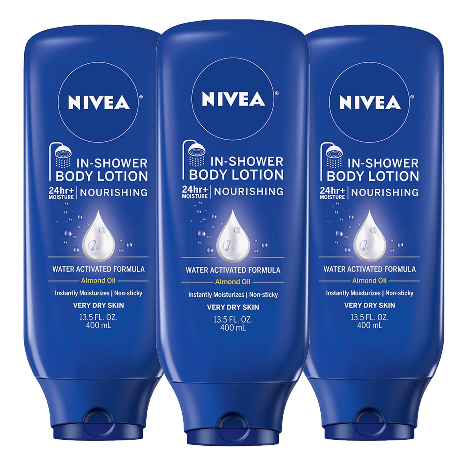 water-activated in-shower formula applied to wet skin