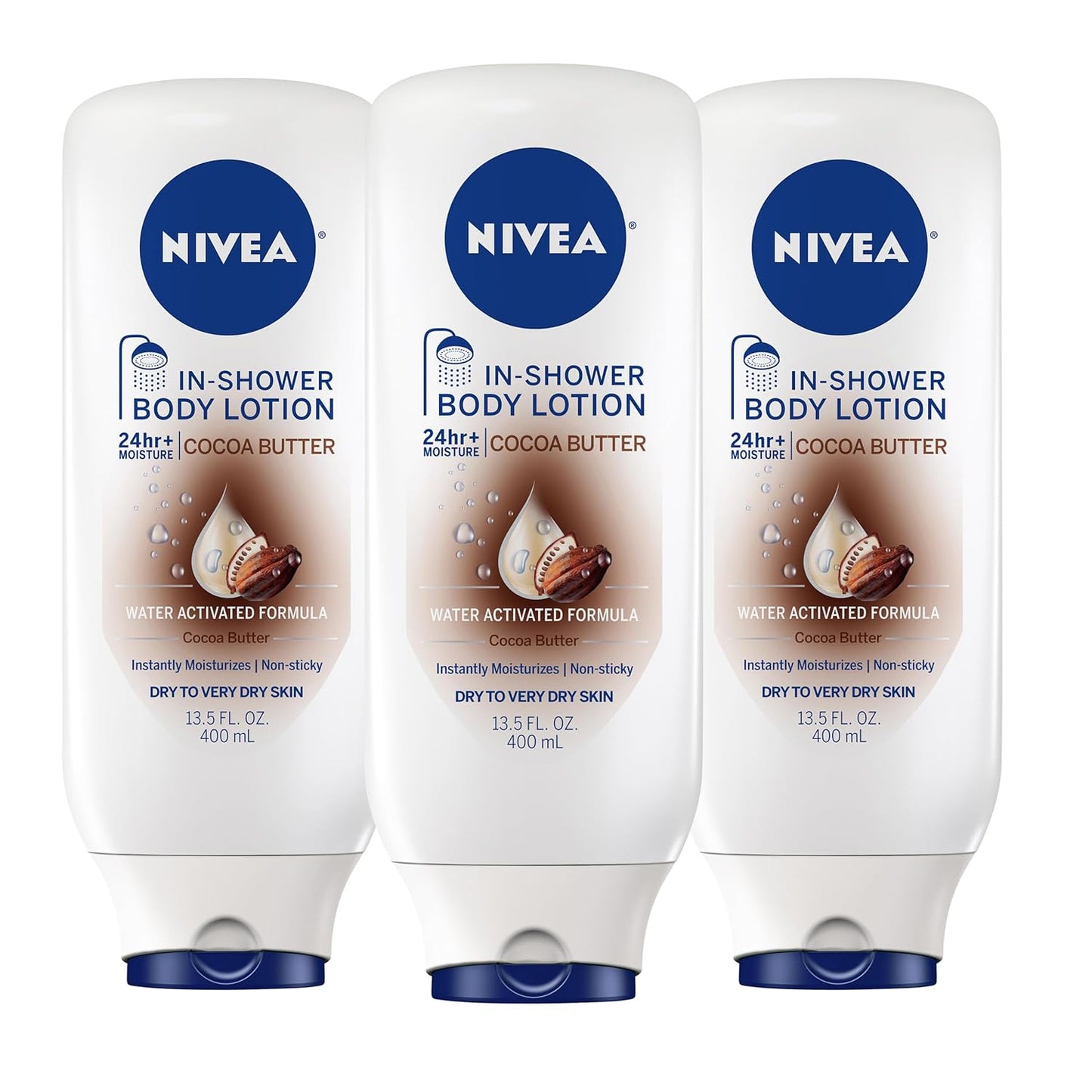 water-activated in-shower formula applied to wet skin and rinsed off