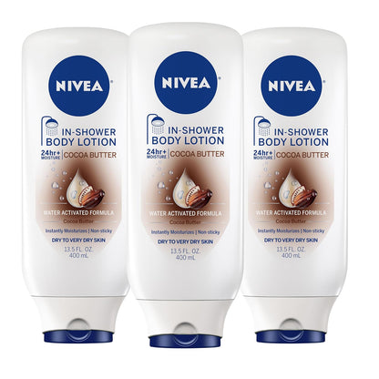 water-activated in-shower formula applied to wet skin and rinsed off