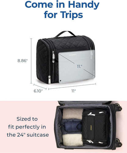 water-resistant padded polyester body with reinforced stitching