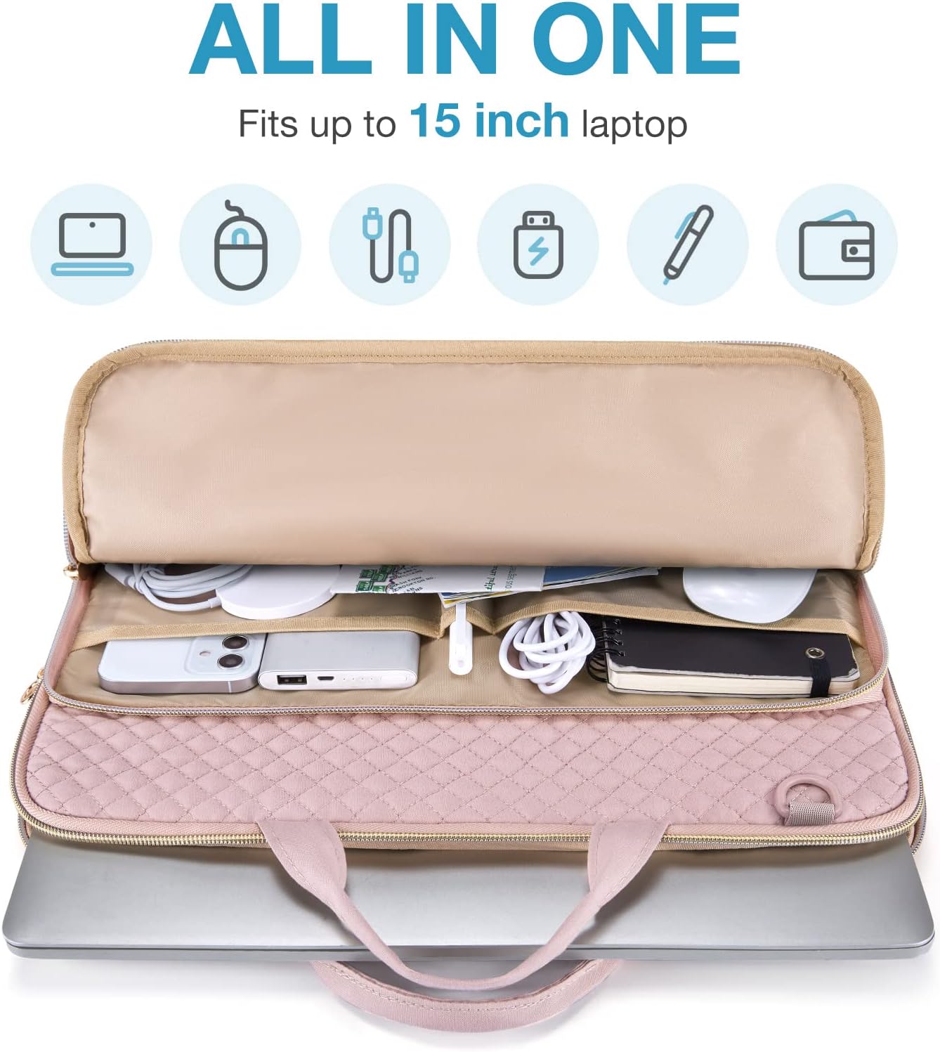 water-resistant polyester exterior with quilted finish and soft fabric interior lining