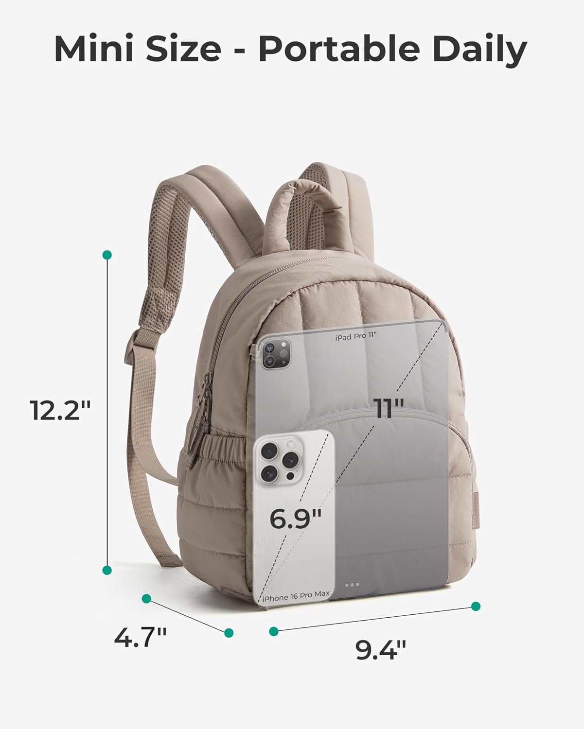 water-resistant quilted polyester outer shell weighing only 0.66 lbs