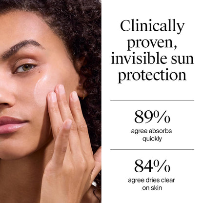 water-resistant, un-tinted face sunscreen designed to layer invisibly under makeup