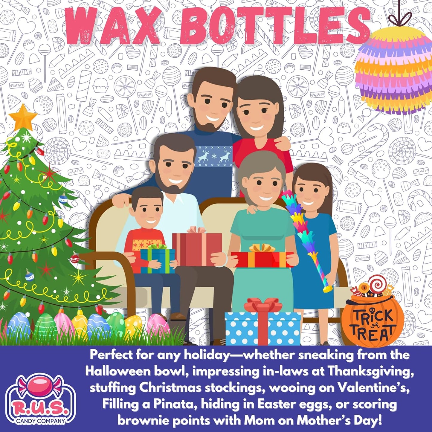 Wax Bottle Candy 1/2 Lb Bulk – Nostalgic Birthday Gift Tradition for Adults Who Miss 90s Treats