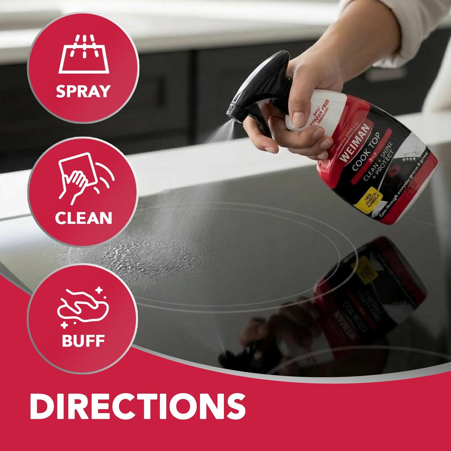 Weiman 2-Pack Cooktop Cleaning Spray & Microfiber Cloth – Quick Daily Degreaser for Home Office Kitchenettes and Focus-Friendly Workspaces