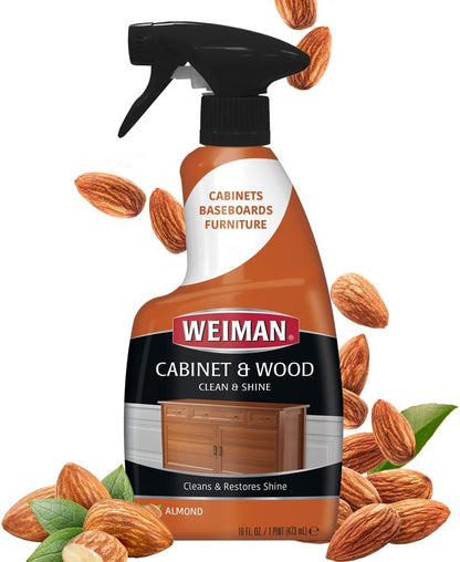 Weiman Cabinet and Wood Cleaner Spray – Living Room Wood Care for Cozy Home Ambiance, Cabinets and Furniture Shine, 16 oz 2-Pack with Microfiber Towel
